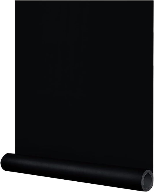 Wallnest Solid Black Wallpaper Thick Matte Black Contact Paper Decorative Peel and Stick Wallpape Self Adhesive Removable Wallpaper for Kitchen Cabinet Furniture Waterproof