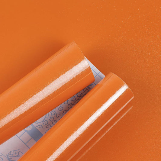Wallnest Orange Glossy Vinyl Peel & Stick Self Adhesive Waterproof Sticker for Living Room, Bedroom Office, Almirah, Floor, Tabletop, Wall, Fridge,& Renovation