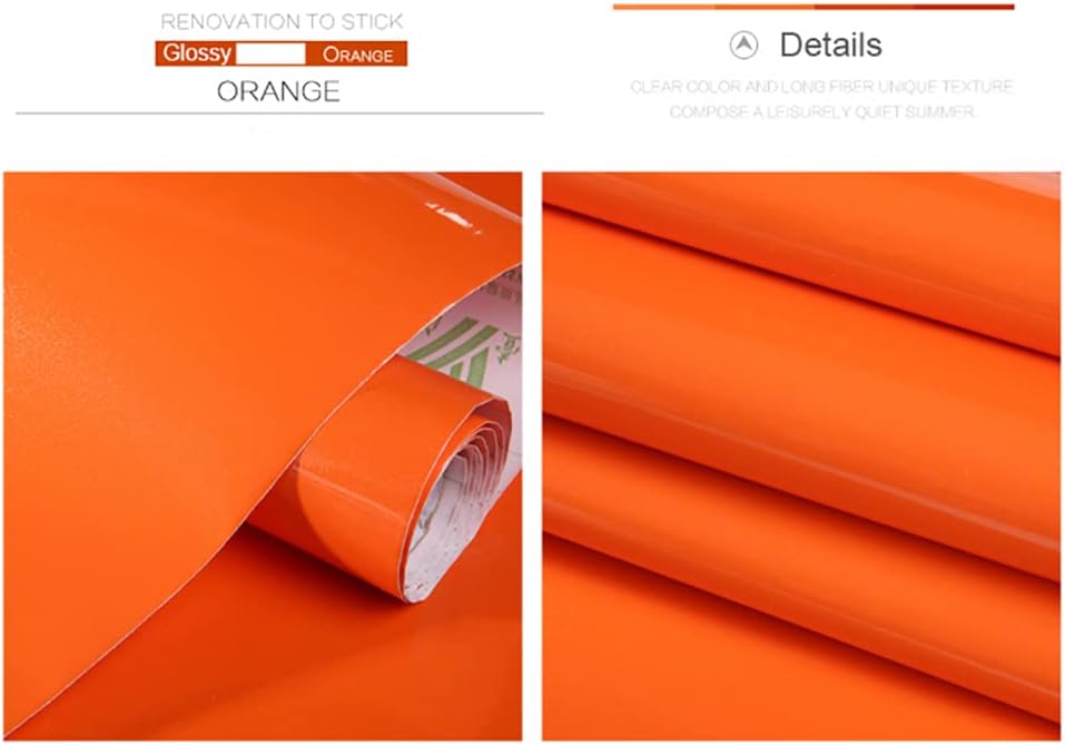 Wallnest Orange Glossy Vinyl Peel & Stick Self Adhesive Waterproof Sticker for Living Room, Bedroom Office, Almirah, Floor, Tabletop, Wall, Fridge,& Renovation