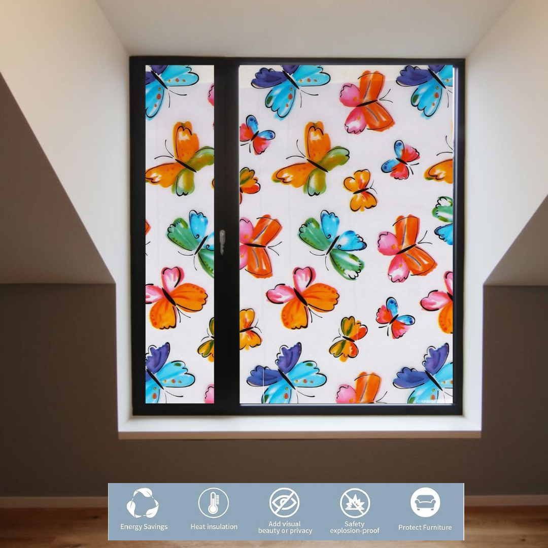 Wallnest Privacy Window Film Window Frosting Film Window Sticker New Pattern Frosted Vinyl Sheets for Front Door Bathroom Sidelight Small Windows Decorative Butterflies
