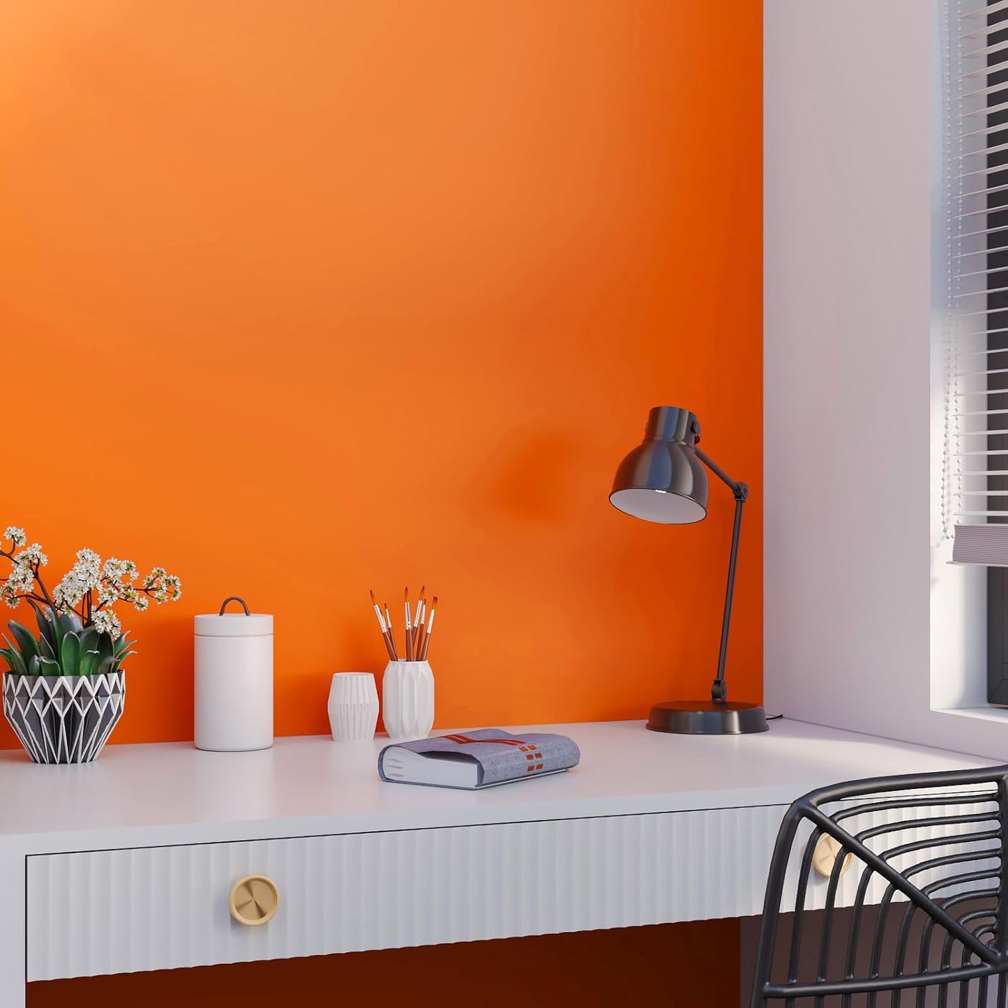 Wallnest Orange Matte Self Adhesive Vinyl Wallpaper, Peel and Stick Waterproof for Home Kitchen, Countertop, Cabinet, Furniture, Wardrobe and Desktop