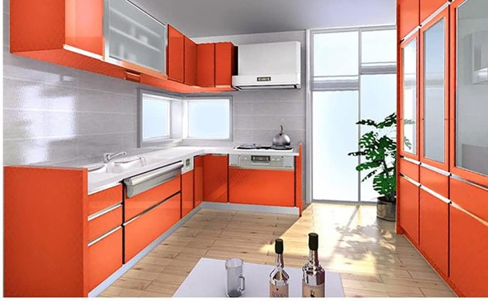 Wallnest Orange Glossy Vinyl Peel & Stick Self Adhesive Waterproof Sticker for Living Room, Bedroom Office, Almirah, Floor, Tabletop, Wall, Fridge,& Renovation
