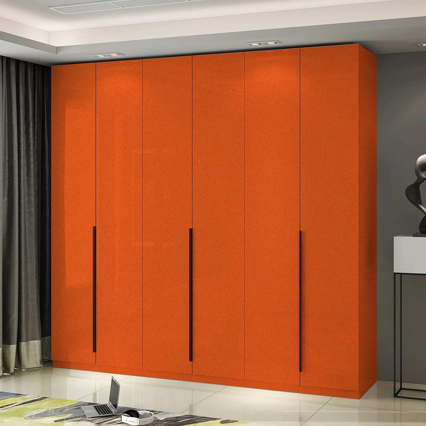 Wallnest Orange Glossy Vinyl Peel & Stick Self Adhesive Waterproof Sticker for Living Room, Bedroom Office, Almirah, Floor, Tabletop, Wall, Fridge,& Renovation