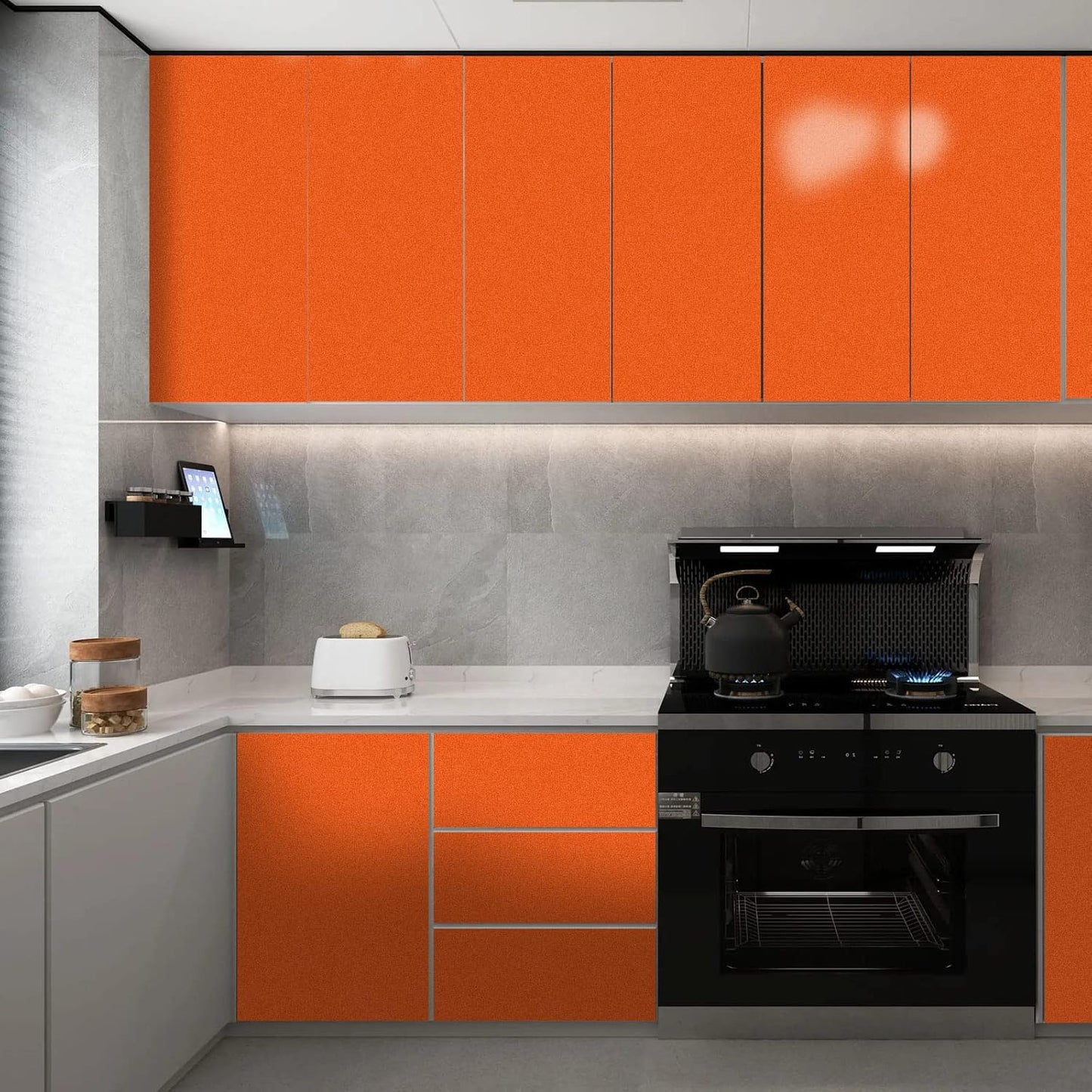 Wallnest Orange Glossy Vinyl Peel & Stick Self Adhesive Waterproof Sticker for Living Room, Bedroom Office, Almirah, Floor, Tabletop, Wall, Fridge,& Renovation