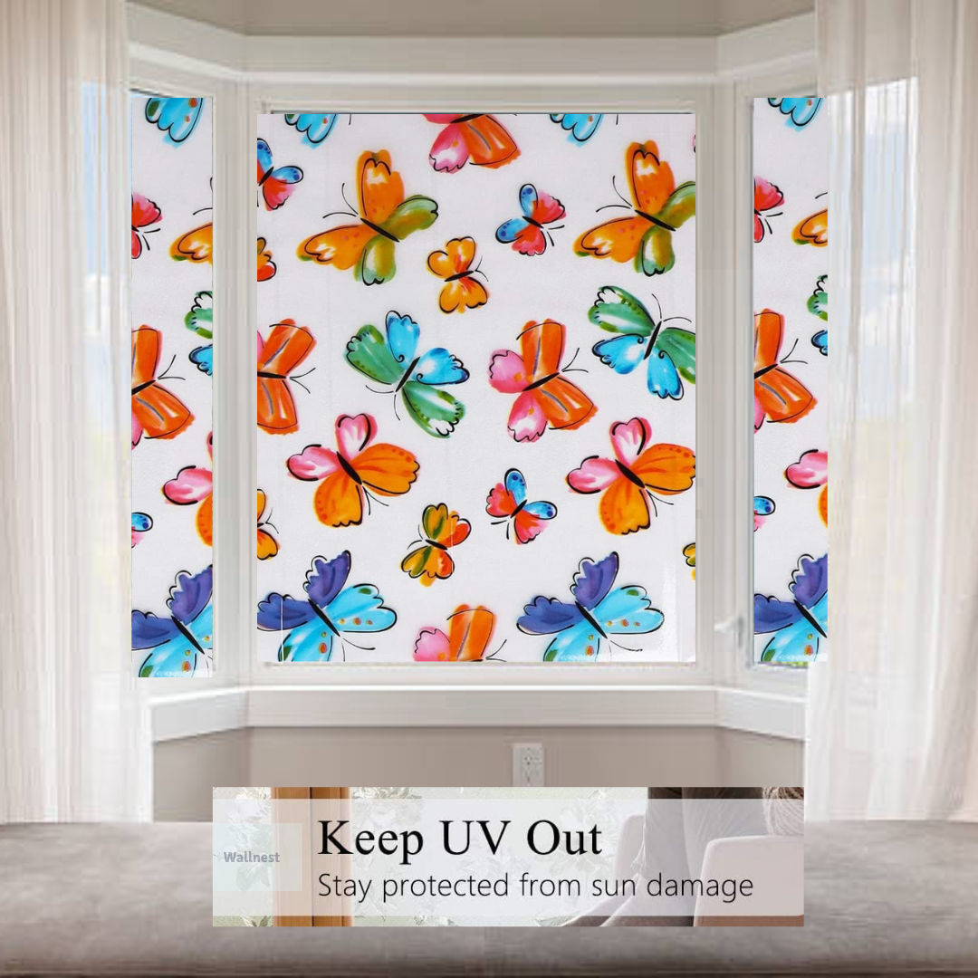 Wallnest Privacy Window Film Window Frosting Film Window Sticker New Pattern Frosted Vinyl Sheets for Front Door Bathroom Sidelight Small Windows Decorative Butterflies