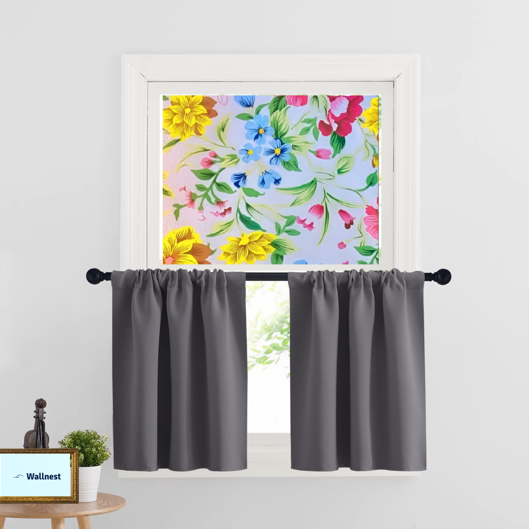 Wallnest Vinyl Frosted Window Self Adhesive Privacy GlassFilm for WindowGlass Office Decorative Window Sticker Wallpaper Vinyl Sheet for Glass Door, Bathroom, Home, Sparkling Flowers