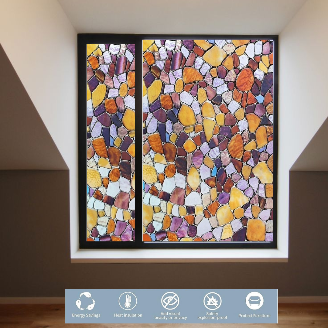 Wallnest Window Stickers for Privacy Glass Film Frosting Film Frosted Vinyl Sheets for Non Adhesive for Privacy Office Meeting Room Bathroom Living Room 3D Stoon