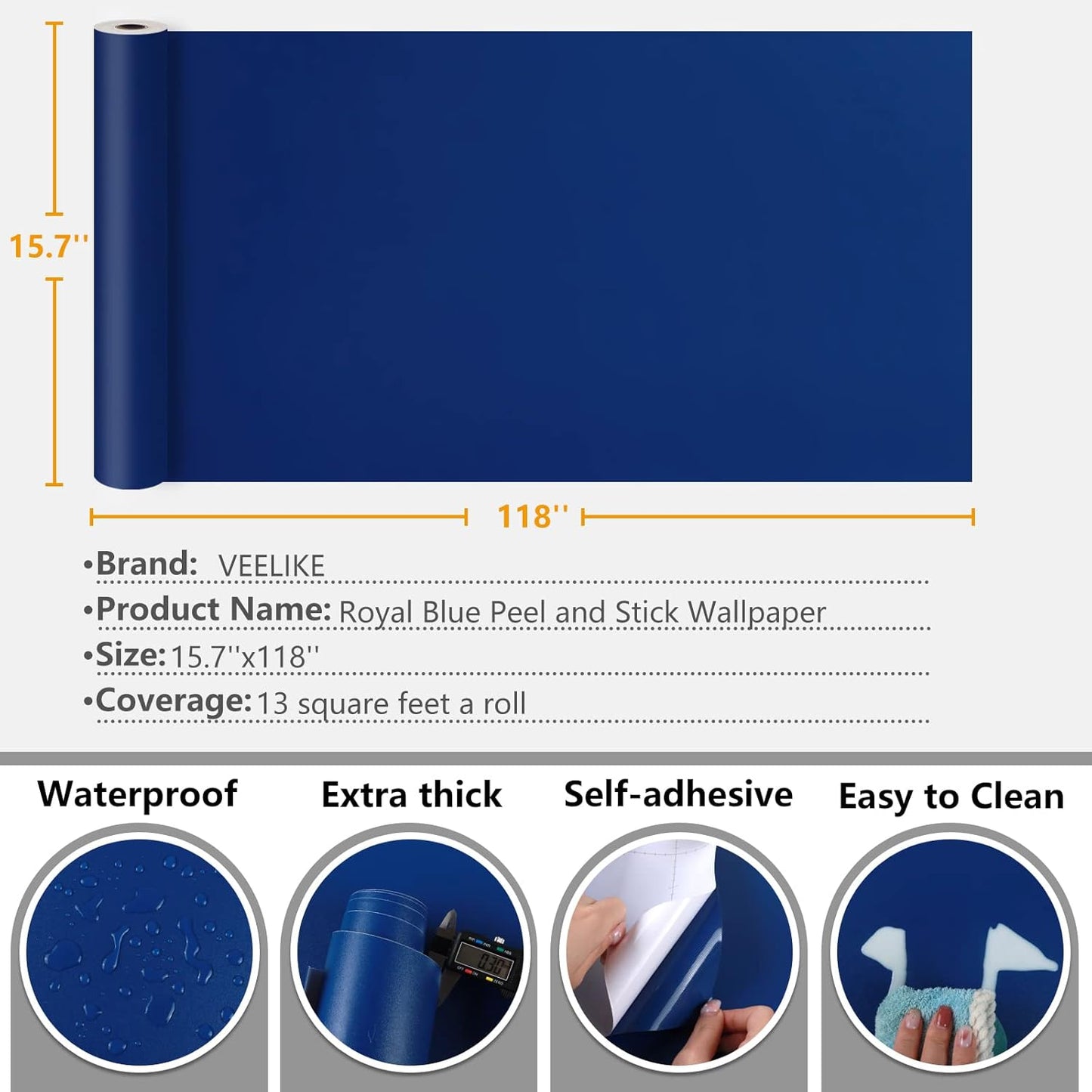 Wallnest Pure Solid Teal Blue Matt Wallpaper Solid Colour Self Adhesive Peel and Stick for Walls, Kitchen Tabletop, Almirah, Furniture, Office Decorative Self Adhesive Removable