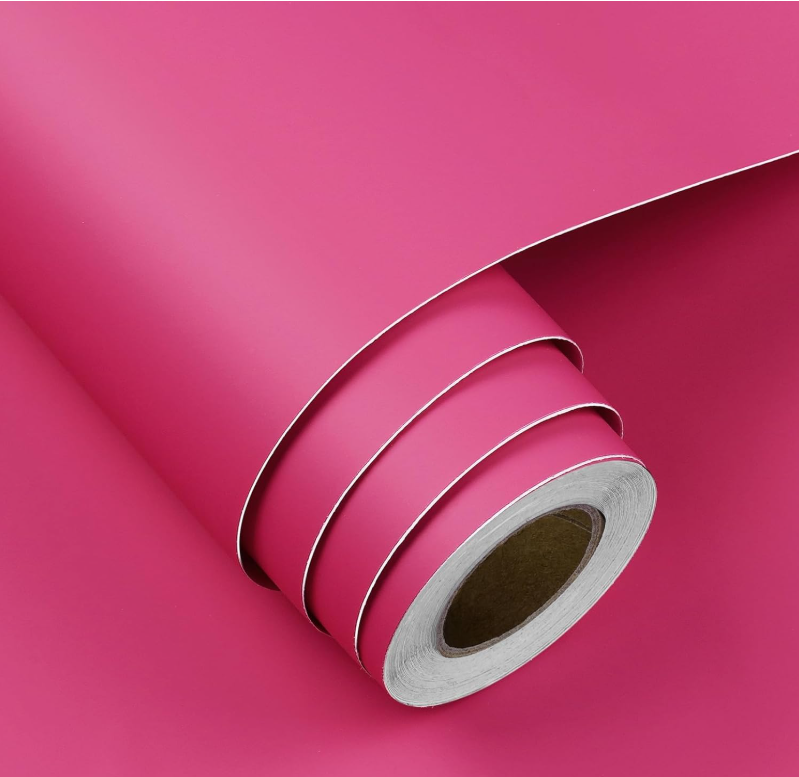 Wallnest Pink Matte Peel and Stick Wallpaper Self-Adhesive Removable Wallpaper for Wall Covering Cabinet Countertop Vinyl Wallpaper for Kitchen Cabinet Furniture Countertop Waterproof