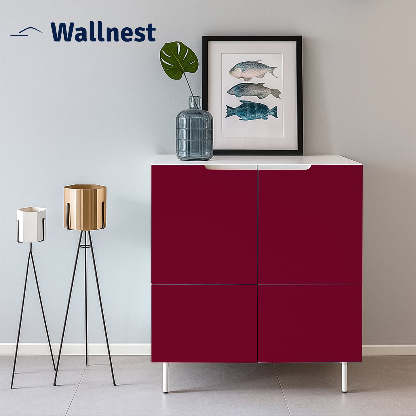 Wallnest Glossy Wallpaper Peel & Stick Vinyl Contact Paper Self Adhesive Wallpaper for Kitchen Cabinets Furniture Countertop Removable Waterproof Wallpaper Mahroon Glossy