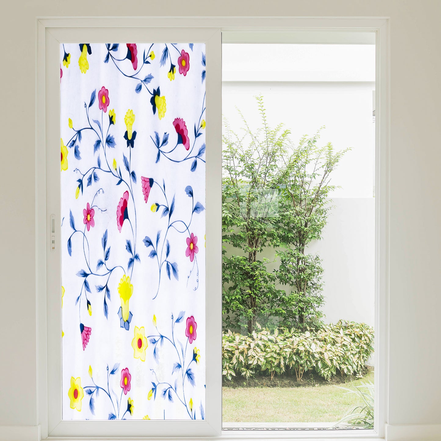 Wallnest Premium Privacy Window Film Vinyl Frosted Self Adhesive Glass Film Decorative Window Stickers for Home Office Bathroom Kitchen Living Room Spanish Floral Design