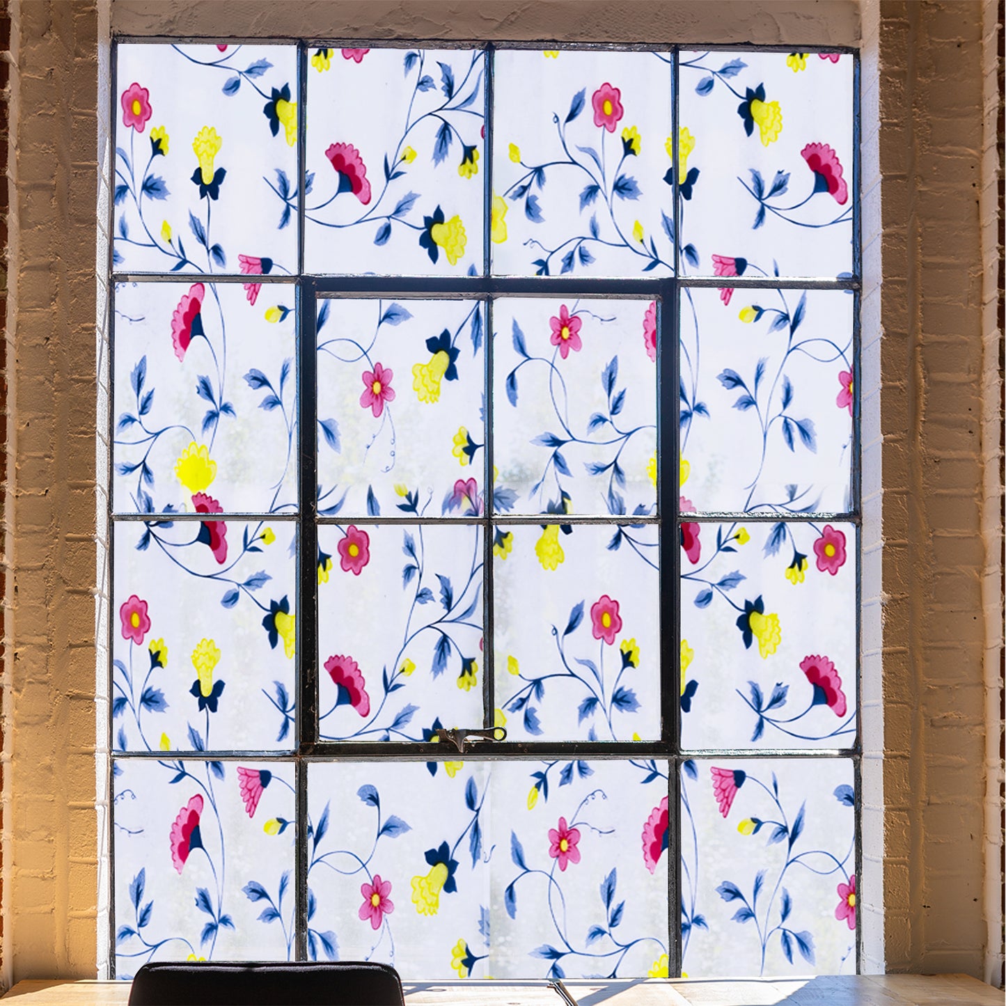 Wallnest Premium Privacy Window Film Vinyl Frosted Self Adhesive Glass Film Decorative Window Stickers for Home Office Bathroom Kitchen Living Room Spanish Floral Design
