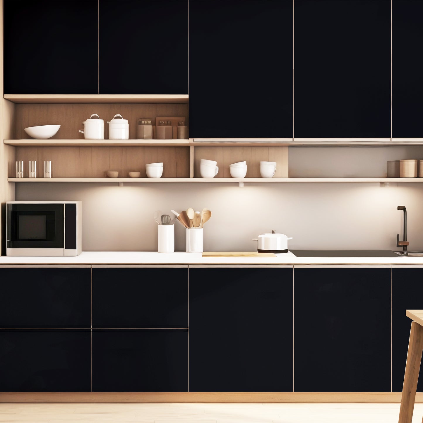 Wallnest Solid Black Wallpaper Thick Matte Black Contact Paper Decorative Peel and Stick Wallpape Self Adhesive Removable Wallpaper for Kitchen Cabinet Furniture Waterproof