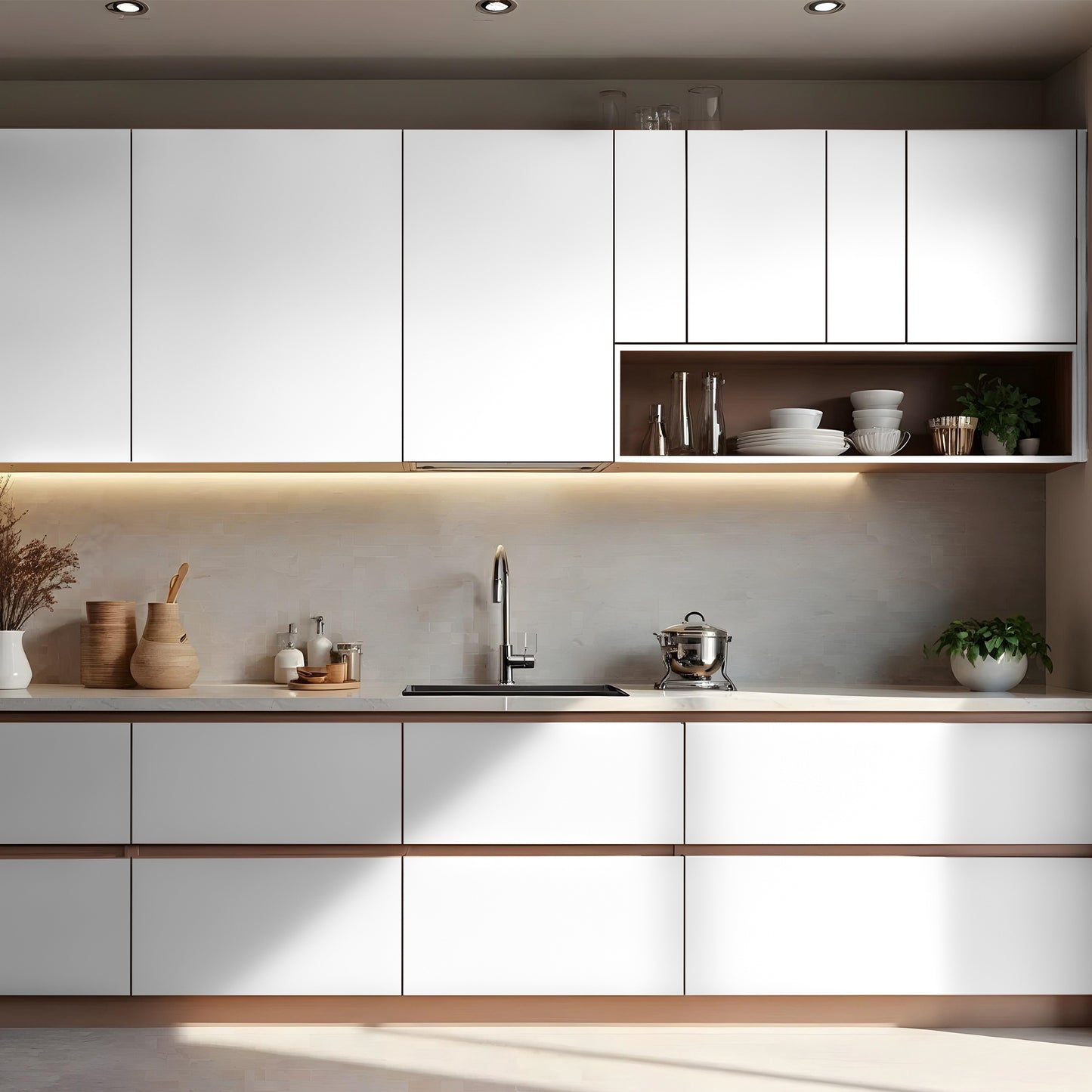 Wallnest White Contact Paper Glossy White Wallpaper for Countertop/Cabinet Removable Self Adhesive Wall Paper Glossy Waterproof Kitchen Peel and Stick Wallpaper Decorative Vinyl