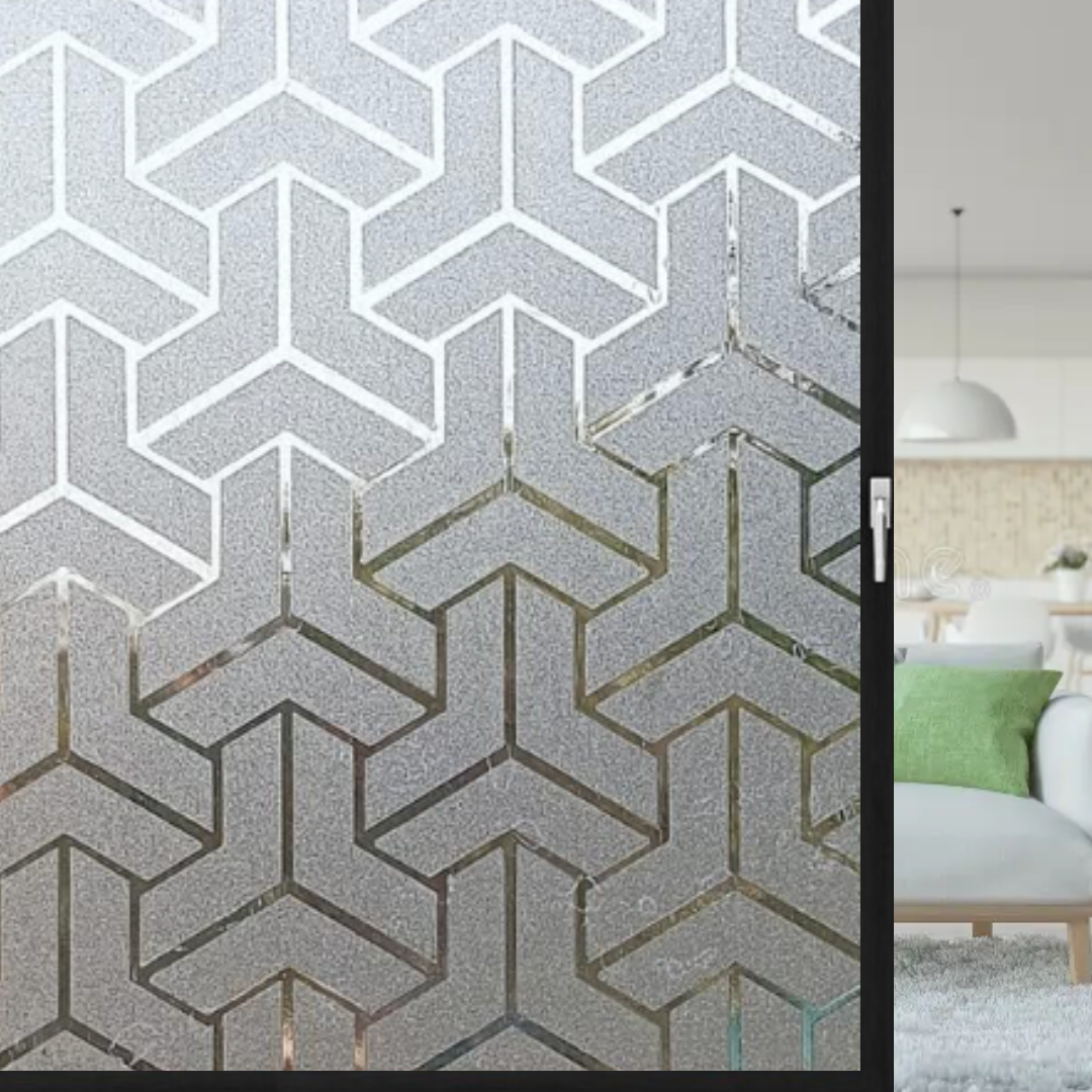 Wallnest Vinyl Frosted Privacy Glass Film for Window, Office, Door, Bathroom, Home - Self Adhesive Window Sticker New Pattern Wallpaper Sheet Frosted Arrow