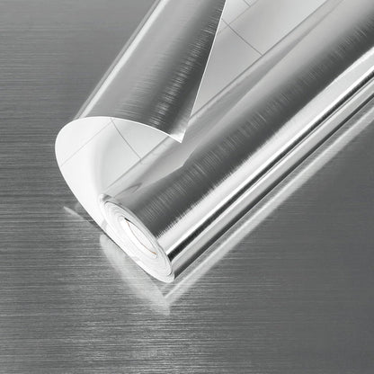 Wallnest Contact Paper Peel and Stick Countertop Contact Paper Waterproof Silver Metallic Wallpaper for Kitchen Backsplash Self Adhesive Wallpaper Dishwasher Fridge Appliances Cover