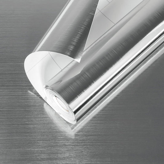 Wallnest Contact Paper Peel and Stick Countertop Contact Paper Waterproof Silver Metallic Wallpaper for Kitchen Backsplash Self Adhesive Wallpaper Dishwasher Fridge Appliances Cover