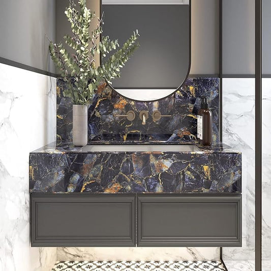 Wallnest Marble Wallpaper Peel and Stick Waterproof Wallpaper for Home Kitchen Countertop Cabinet Furniture Oil Proof Kitchen Stickers
