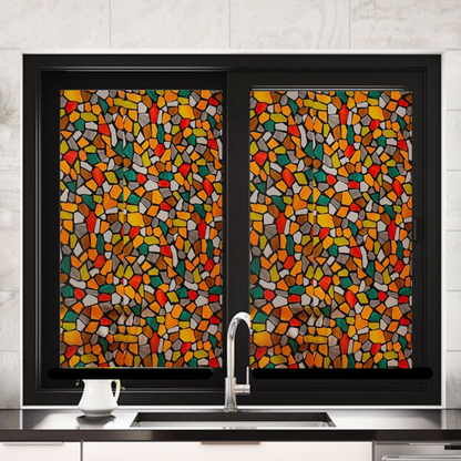 Wallnest Privacy Window Film for Glass – Stone Pattern Frosted Glass Sticker | No Glue, Anti-UV, Non-Adhesive Film for Home, Office, Bathroom