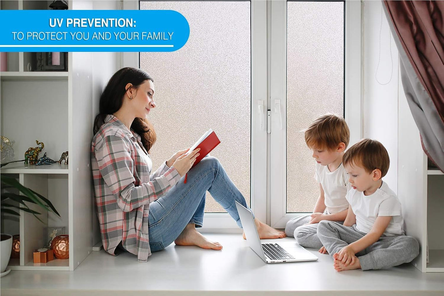 Wallnest Frosted Window Film Non-Adhesive, Frosting 100% Privacy Film for Glass Windows, Self Static-Cling Decorative Window Cling for Home Office UV Protection