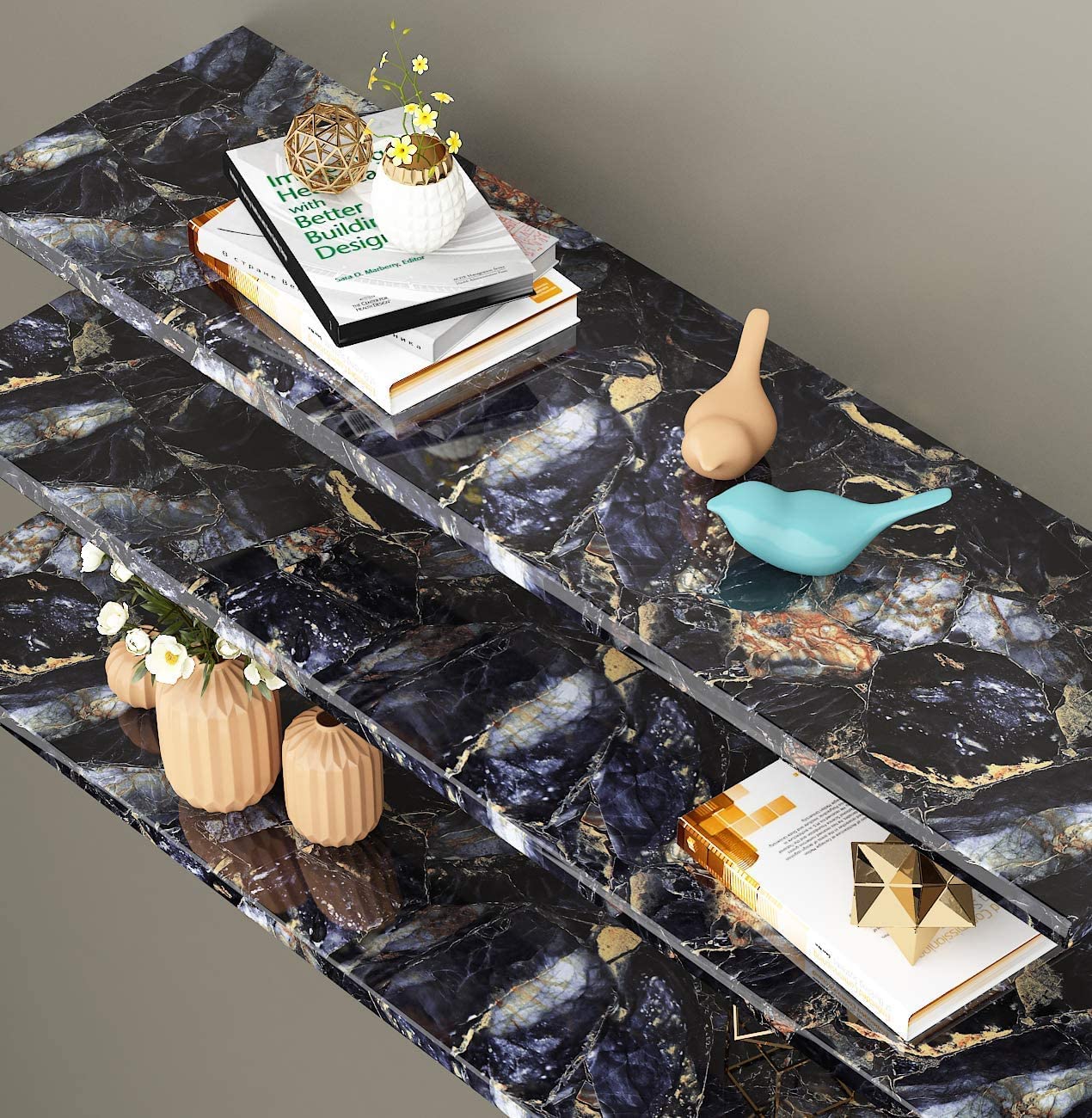 Wallnest Marble Wallpaper Peel and Stick Waterproof Wallpaper for Home Kitchen Countertop Cabinet Furniture Oil Proof Kitchen Stickers