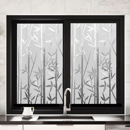 Wallnest Privacy Window Film Frosted Glass Film No Glue Anti-UV for Privacy Window Film Frosted Glass Non-Adhesive Anti-UV Window Sticker for Office Bathroom Living Room Crystal Bamboo