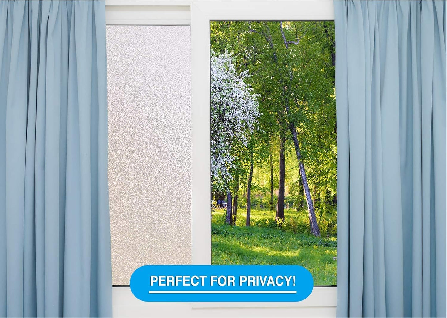Wallnest Frosted Window Film Non-Adhesive, Frosting 100% Privacy Film for Glass Windows, Self Static-Cling Decorative Window Cling for Home Office UV Protection