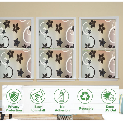 Wallnest rosted Vinyl Window Self Adhesive Frosted Glass Window Film Decoartive Window Privacy Film Heat Control Removable Window Sticker for Home Office Anti-UV