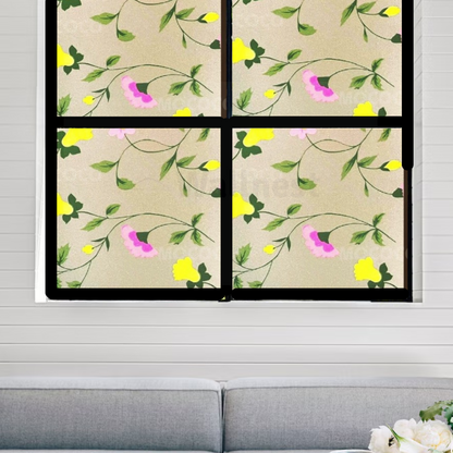Wallnest Privacy Window Film Vinyl Frosted Self Adhesive Glass Spanish Floral Design (12x50Inch)