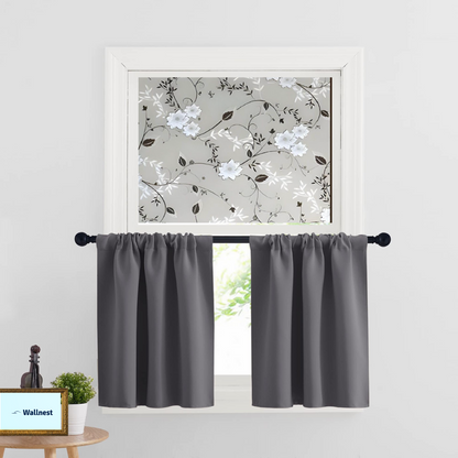 Wallnest Privacy Window Film Window Frosting Film Window Sticker New Pattern Frosted Vinyl Sheets f for Home Office Bathroom Kitchen Living Room Black and White Flower
