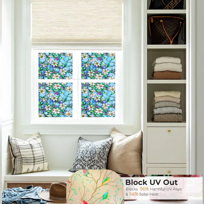 Wallnest Premium Privacy Window Sticker New Pattern Frosted Vinyl Sheets for Front Door Bathroom Sidelight Small Windows Opaque Sheet | Removable | Anti-UV. Blue Lily Flowers