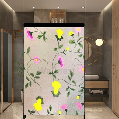 Wallnest Privacy Window Film Vinyl Frosted Self Adhesive Glass Spanish Floral Design (12x50Inch)