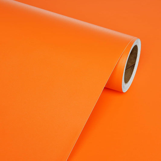 Wallnest Orange Matte Self Adhesive Vinyl Wallpaper, Peel and Stick Waterproof for Home Kitchen, Countertop, Cabinet, Furniture, Wardrobe and Desktop