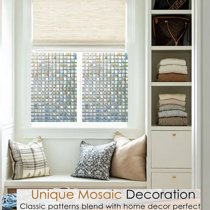 Wallnest 3D Mosaic Privacy Window Film, Self-Adhesive, Heat Control, Decorative Glass Film for Home and Office Frosted Glass