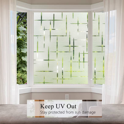 Wallnest aticCling Frosted Glass Window Film, Bathroom Window Clings Removable Sun Blocking Vinyl Window Stickers for Door Home Office, Non Adhesive Frosted Plus Mines Pattern