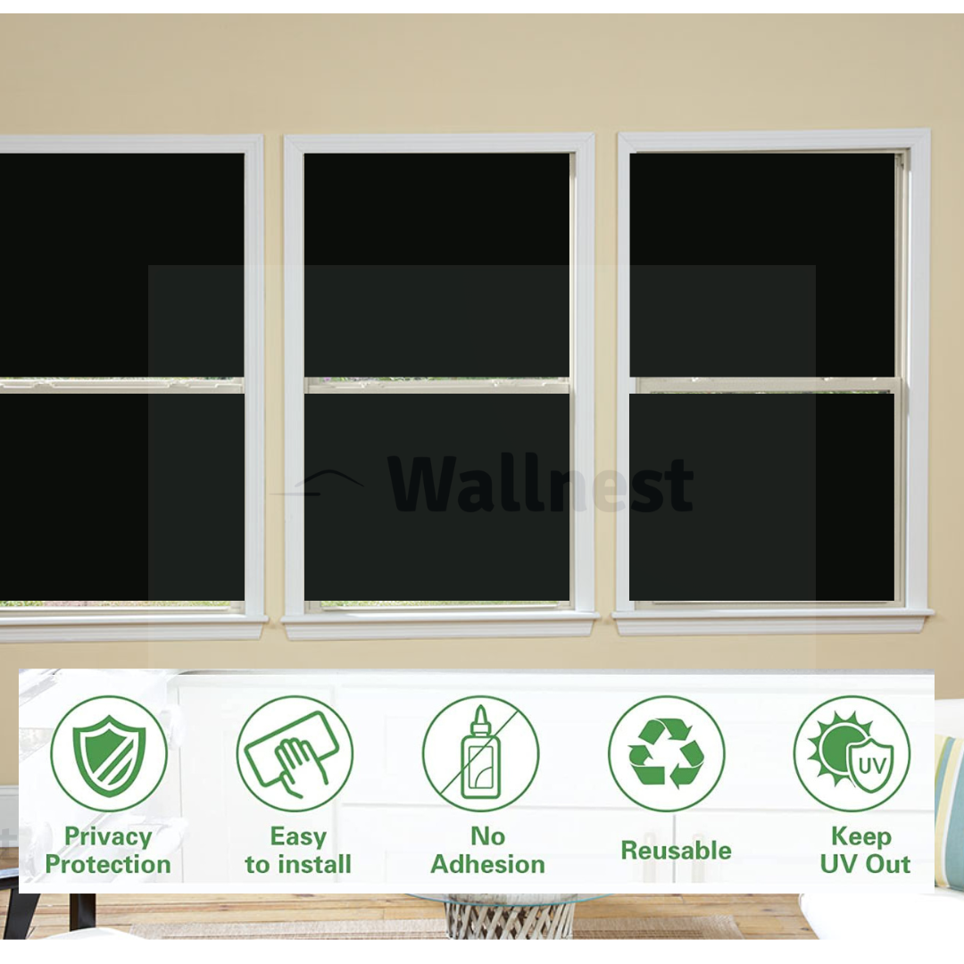 Wallnest One-Way Mirror Window Film, Privacy Blackout Tint, Heat Control, UV Protection, Reflective Glass Coating for Home Office Living Room