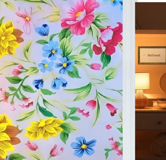 Wallnest Vinyl Frosted Window Self Adhesive Privacy GlassFilm for WindowGlass Office Decorative Window Sticker Wallpaper Vinyl Sheet for Glass Door, Bathroom, Home, Sparkling Flowers