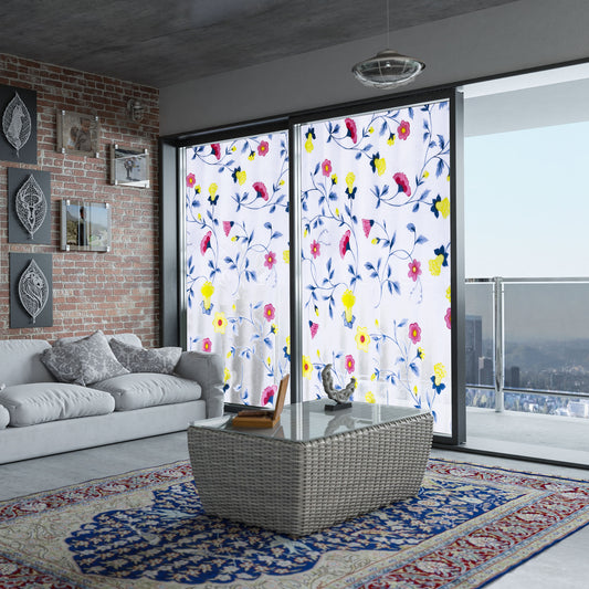 Wallnest Premium Privacy Window Film Vinyl Frosted Self Adhesive Glass Film Decorative Window Stickers for Home Office Bathroom Kitchen Living Room Spanish Floral Design